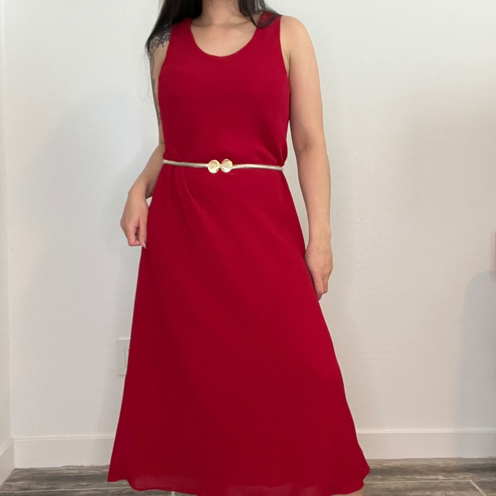 Studio I Petite‎ Red Sleeveless Scoop Neck Maxi Dress - Picture 2 of 11